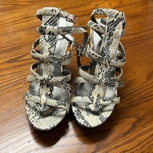 Snake skin 2.5” heels, strap around ankle